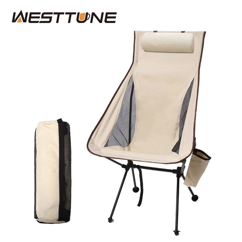 WESTTUNE Portable Folding Camping Chair with Headrest – Lightweight Aluminum Outdoor Chair